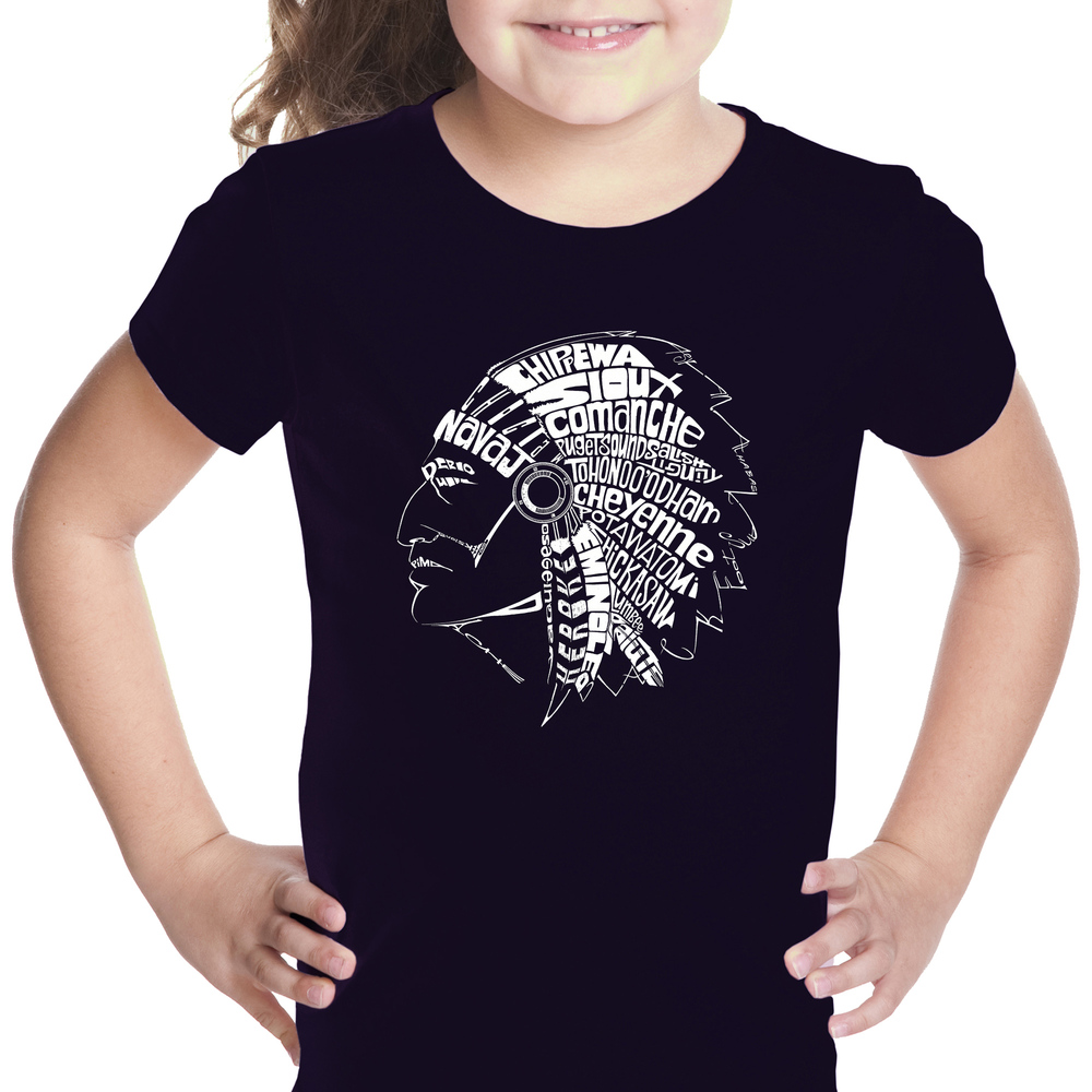 Girl's Word Art T-shirt - POPULAR NATIVE AMERICAN INDIAN TRIBES